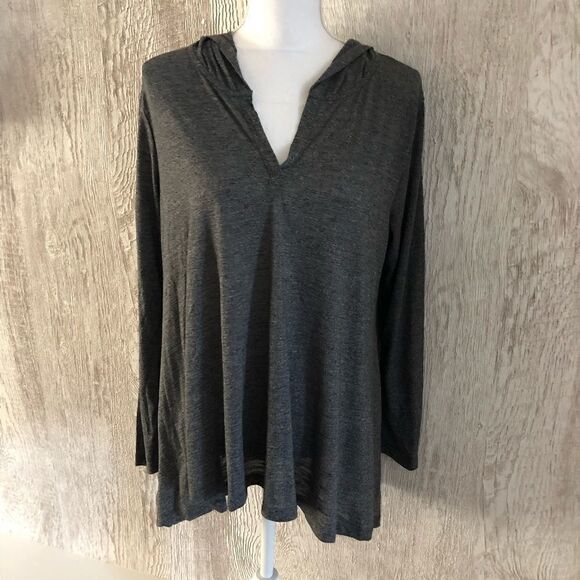 Happening in the Present Gray Hooded L/S Shirt - Picture 1 of 8